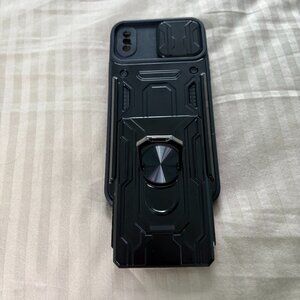 Iphone X (10) Black Case with Card holder and Ring Holder Stand